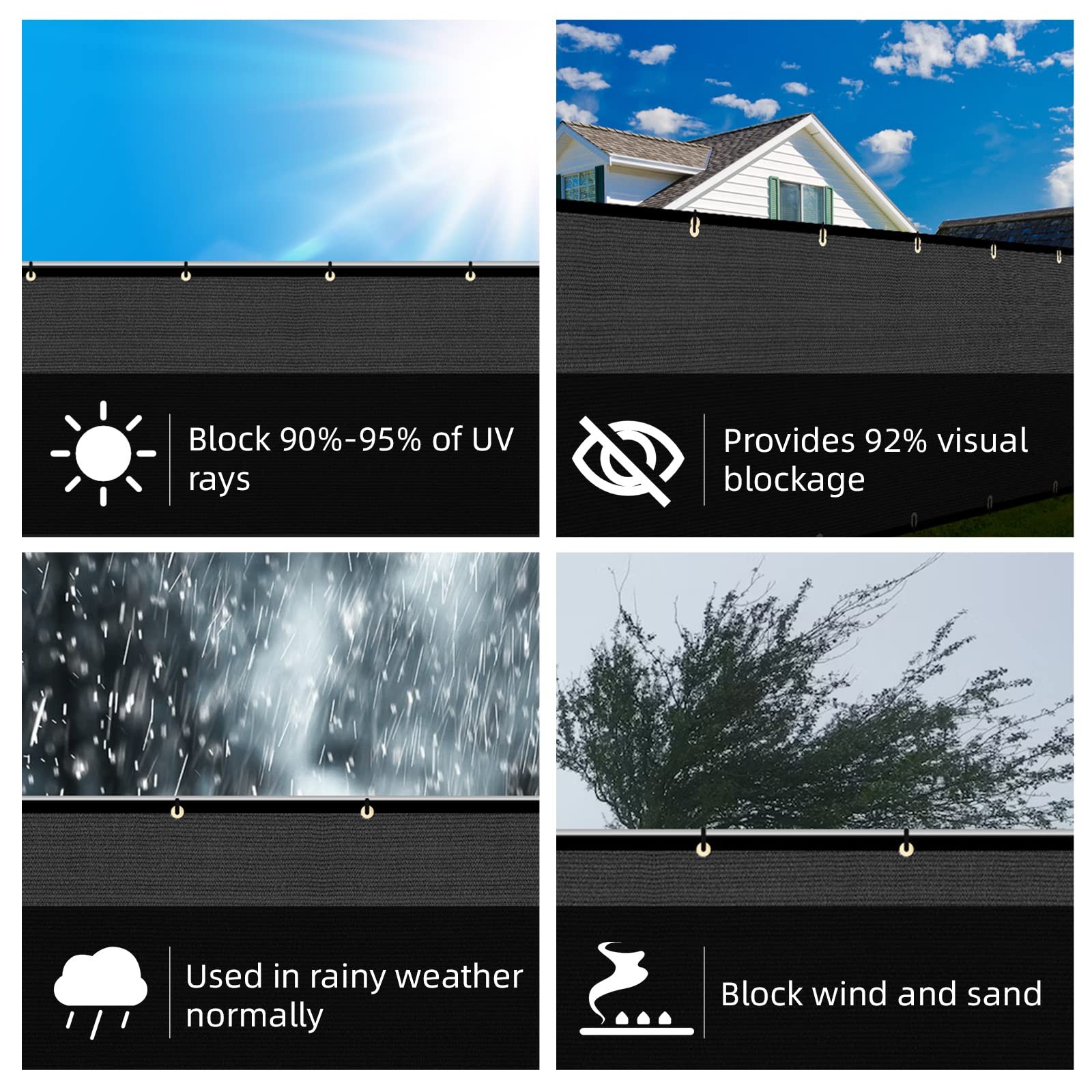 8ft x 50ft Privacy Screen Fence, 90% Blockage Heavy Duty 175 GSM Fencing Mesh...