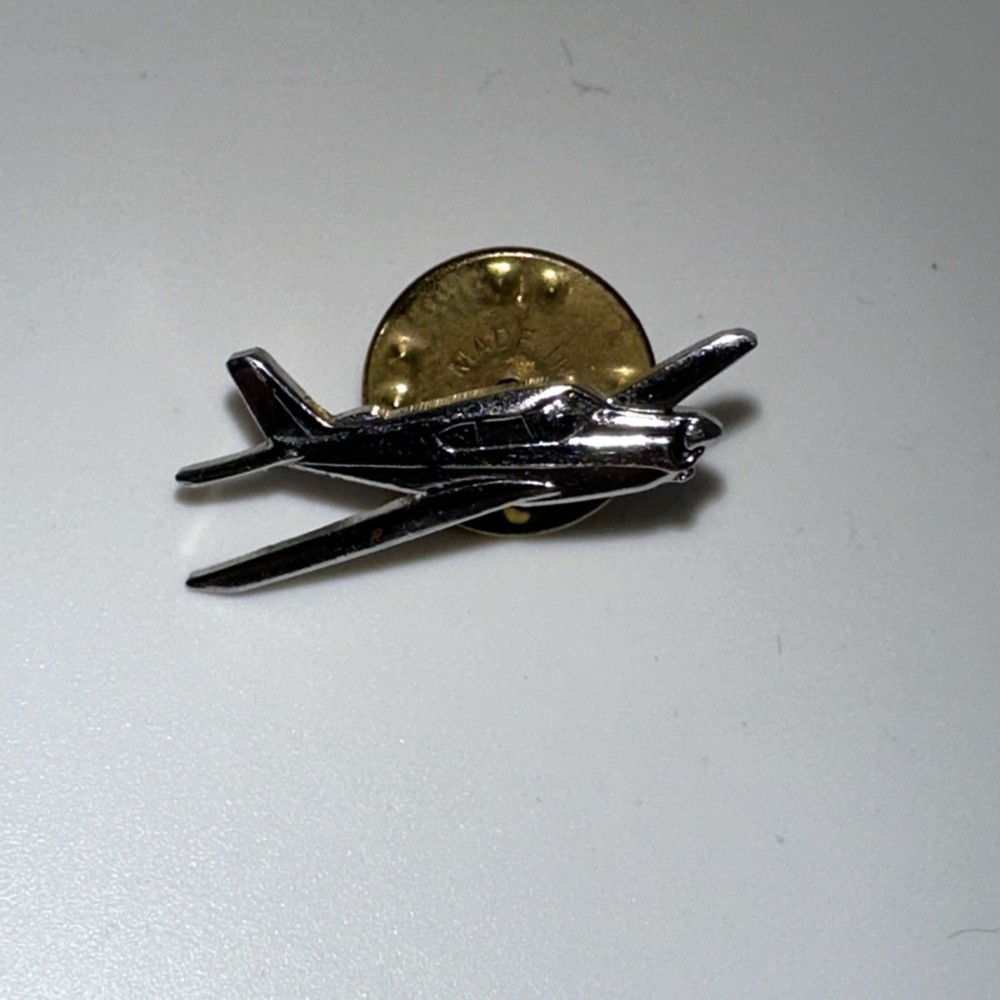 Silver Tone Single Engine Airplane Lapel Pin