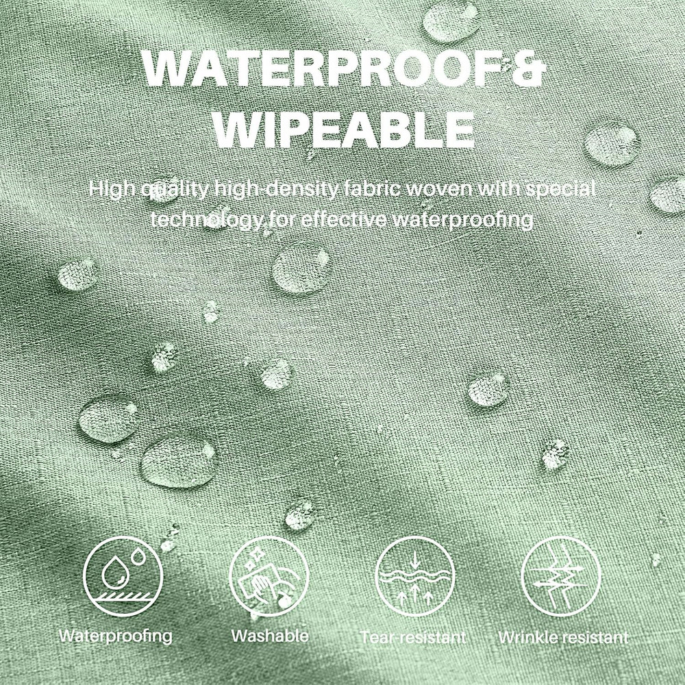 Textured Linen Table Cloth for Rectangle Tables - Sage Green Tablecloths Rectang