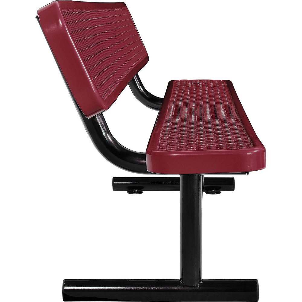 96"L Expanded Metal Mesh Bench With Back Rest Red