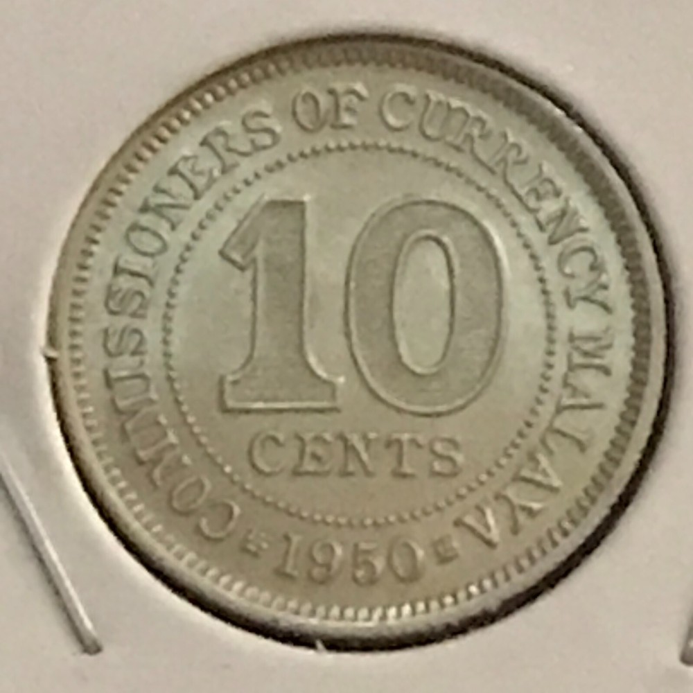 Malaya 10 Cents KM 8 CH BU 1950