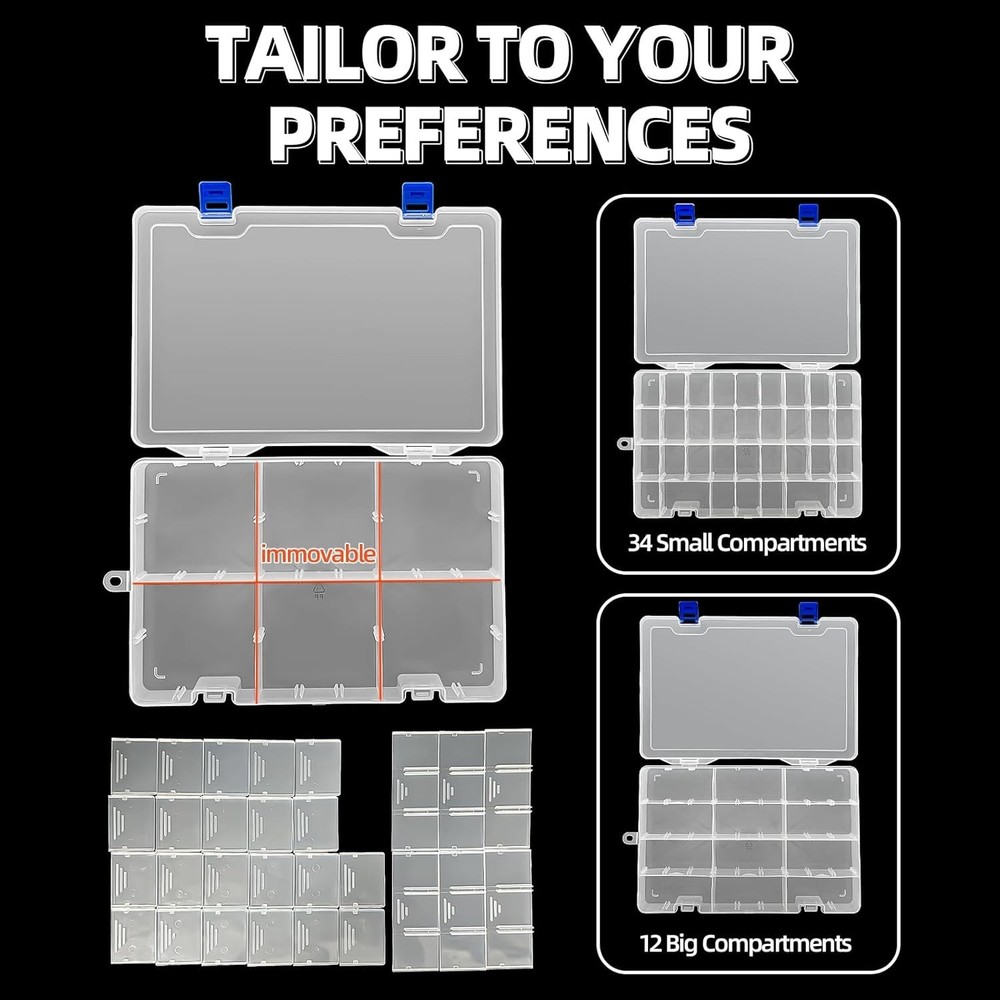 Plastic Organizer Container Storage Box Adjustable Divider Removable Grid Com...