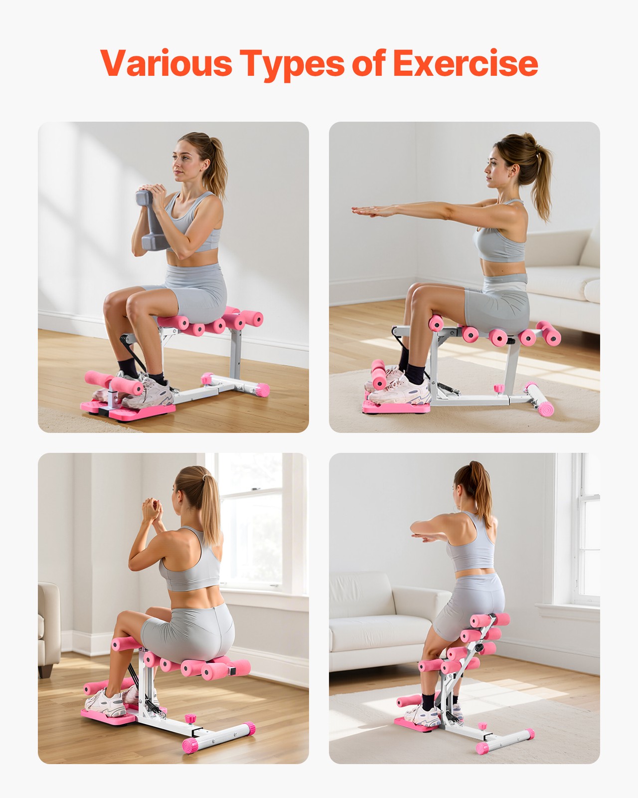 VEVOR Squat Machine with 3 Resistance Bands Glutes Workout Exercise Foldable