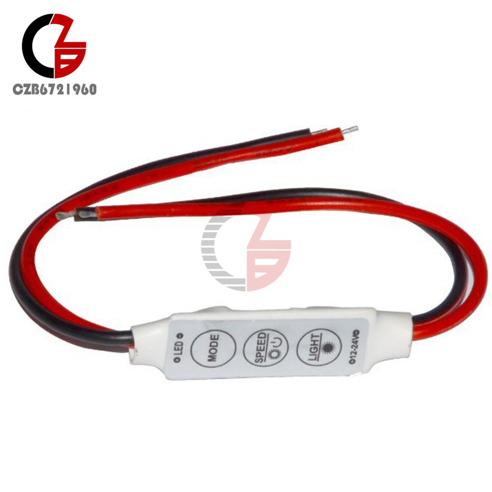 12V Low-profile Inline Controller Dimmer Switch for Single Color LED Strip Light