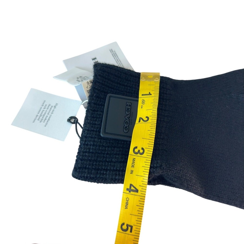 Coach Knit Tech Gloves With Rubber Patch Black S/M
