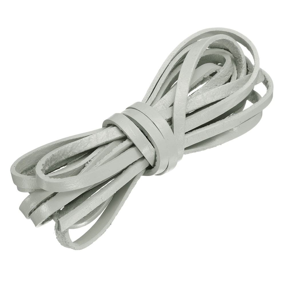 Flat Leather Cord, 3.3 Yard 5mm Leather String Strips for DIY Crafts Grey