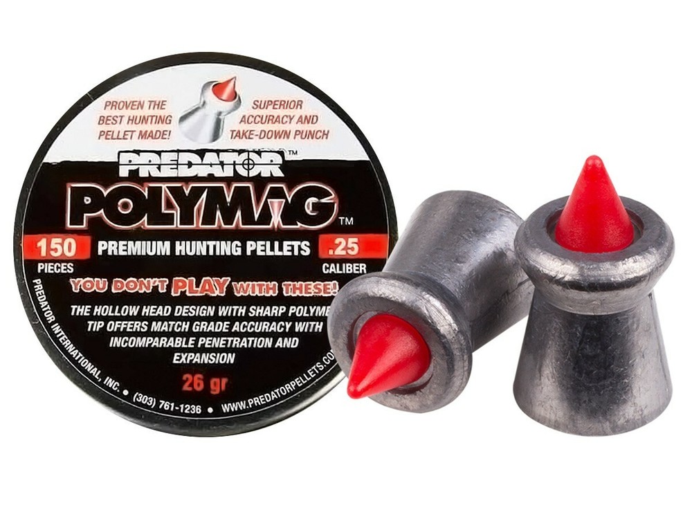 JSB Predator Polymag .25 Cal  26 Grains Pointed 150 Count