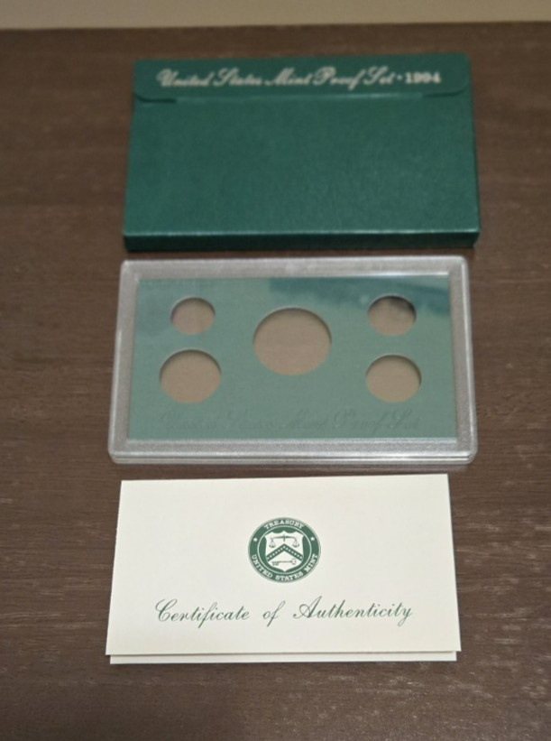 1994 US Mint Proof Set Box, Lens & Certificate - Empty Packaging - No Coins.