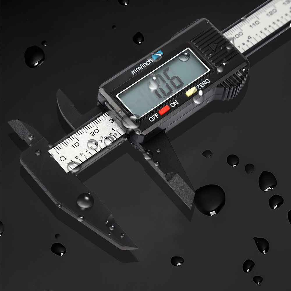 Precision 6" LCD Digital Caliper - Carbon Fiber, Micrometer & Ruler Combo Tool