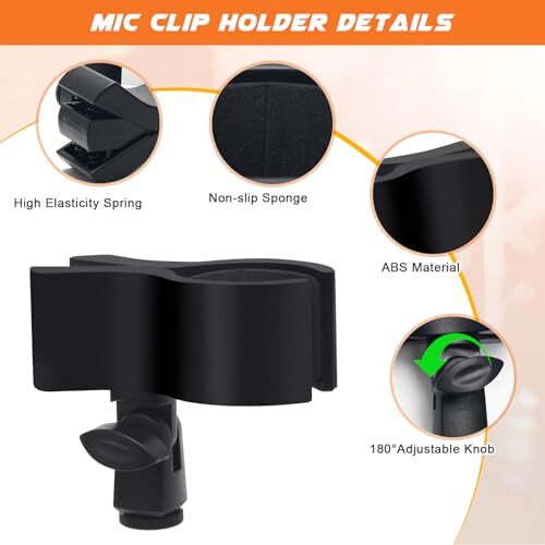Adjustable Microphone Holder Clip, 2 Pcs Plastic Spring Mic Clip, Microphone