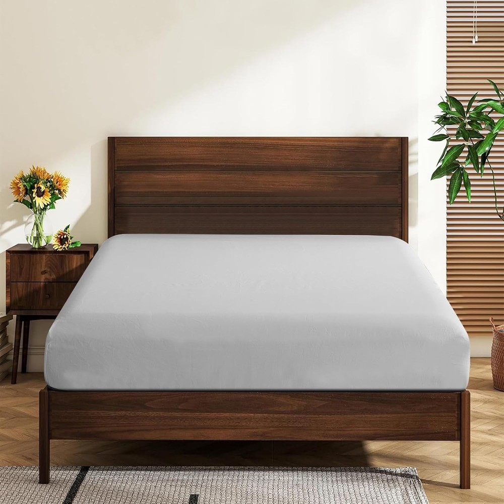 King Size 100% Egyptian Cotton Fitted Sheets 600 Thread King, Solid-gray