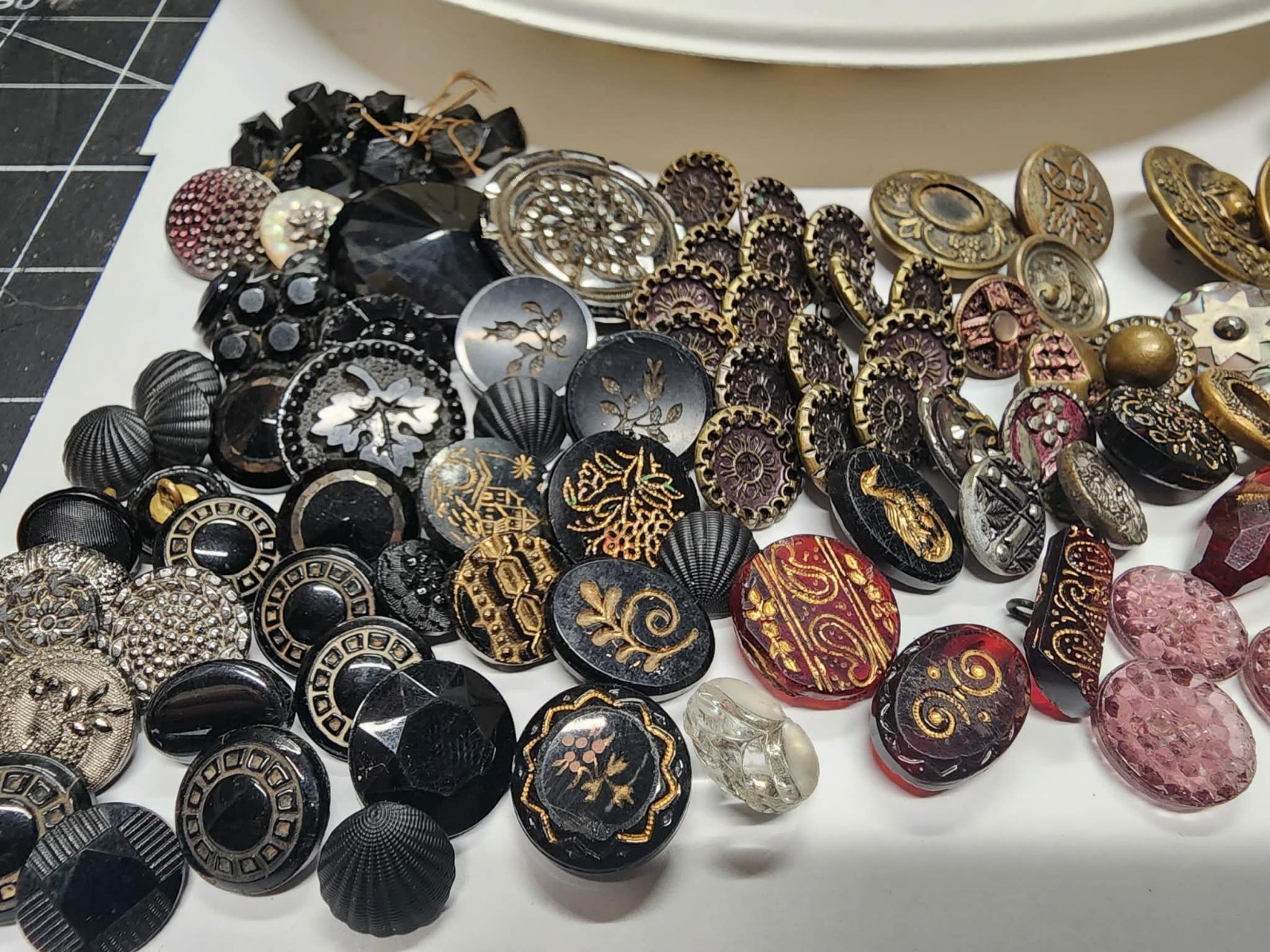 Junk Draw Lot , Antique Buttons , Marbles , Jewelry , Zuni