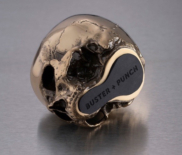 Buster and Punch x Travis Barker Skull Doorstop Stainless Steel Brass 4 Lb Decor