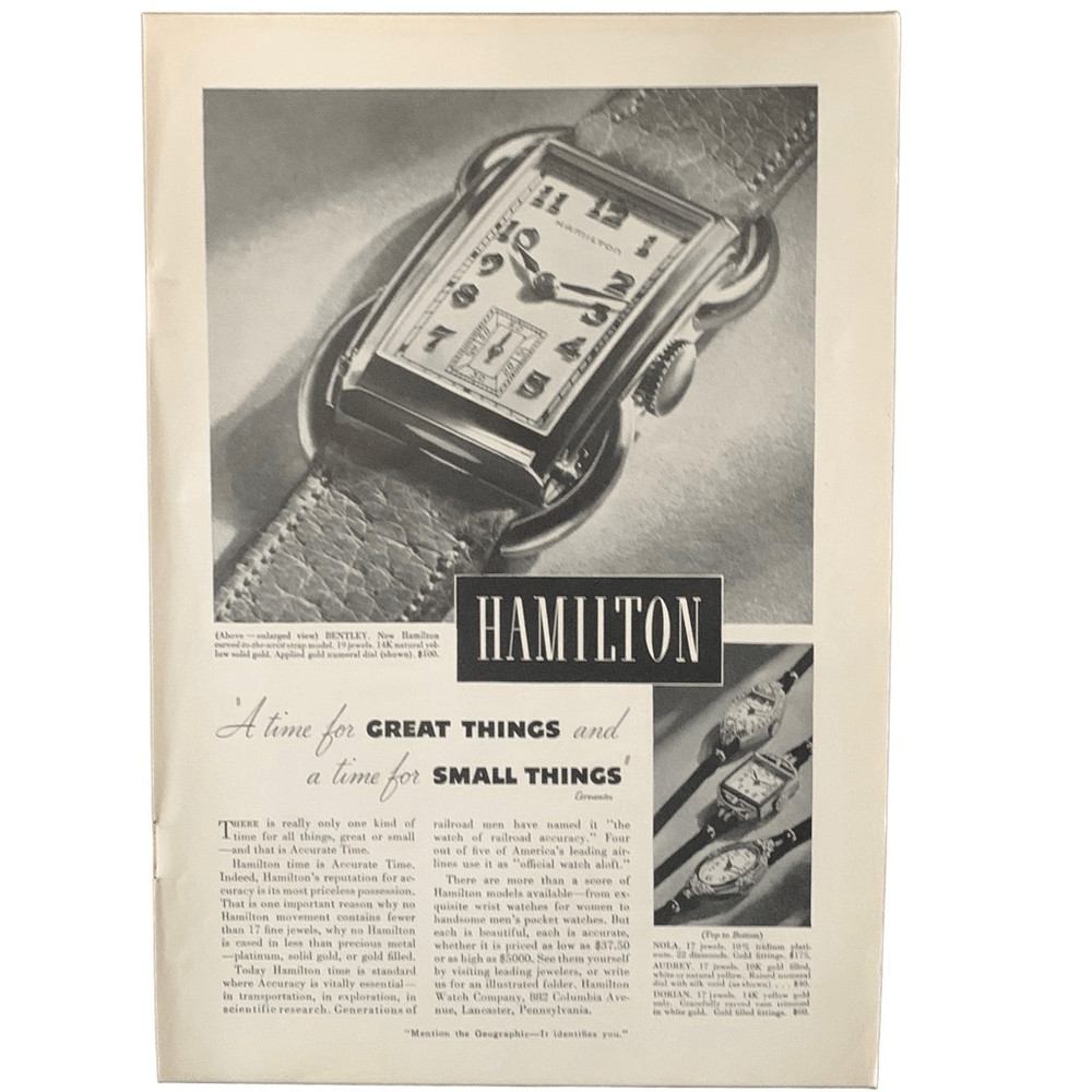 Vintage 1938 Hamilton Great Things Small Things Ad Advertisement