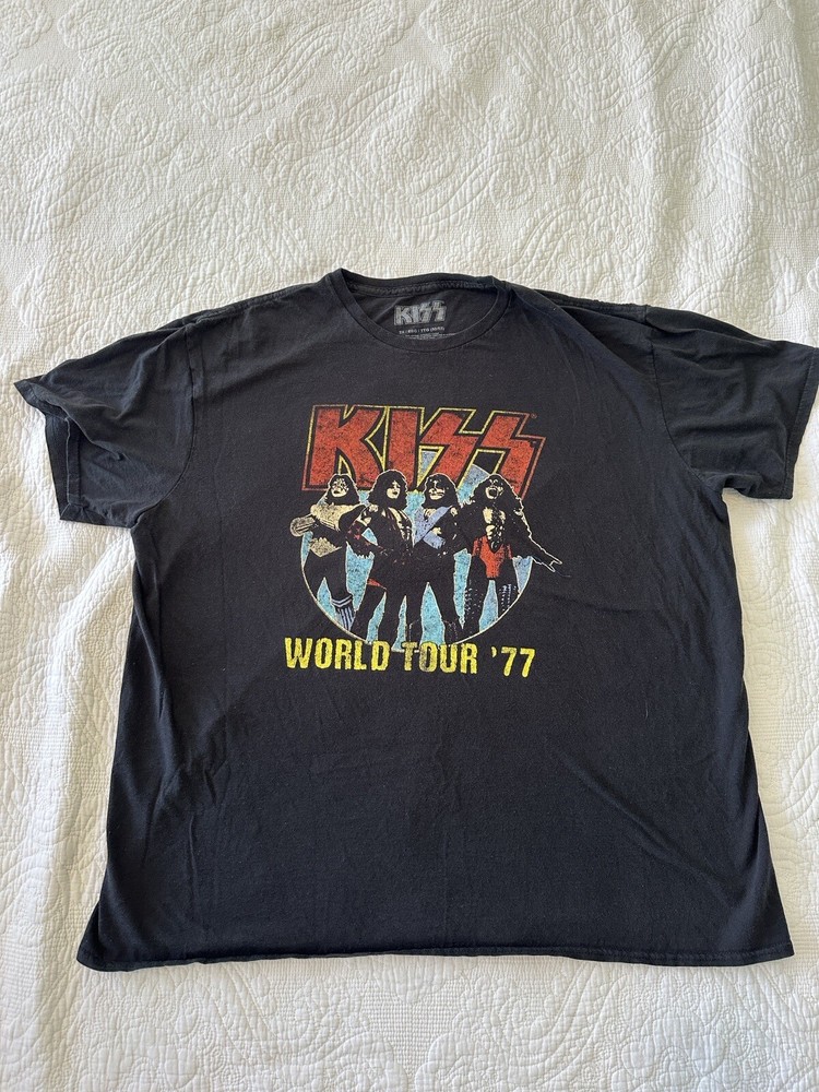 KISS - WORLD TOUR '77 -  Black T Shirt - 2XL
