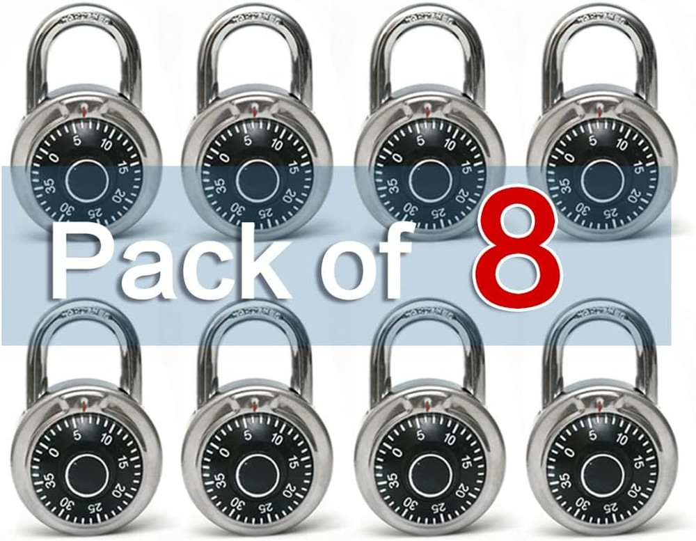 Lock Standard Dial Combination Lock, 2 In. Wide, with Different Combinations, Bl
