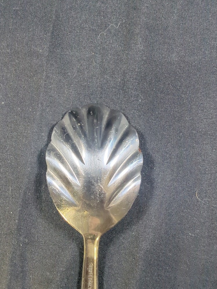 Stainless Silver Flatware International Sugar Spoon Shell Ripple Design Unique