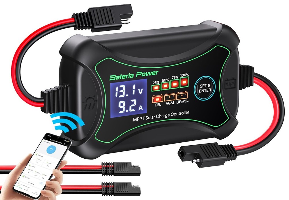 Sunrock 10Pro 10A MPPT Wireless Solar Charge Controller BT LCD Display LED