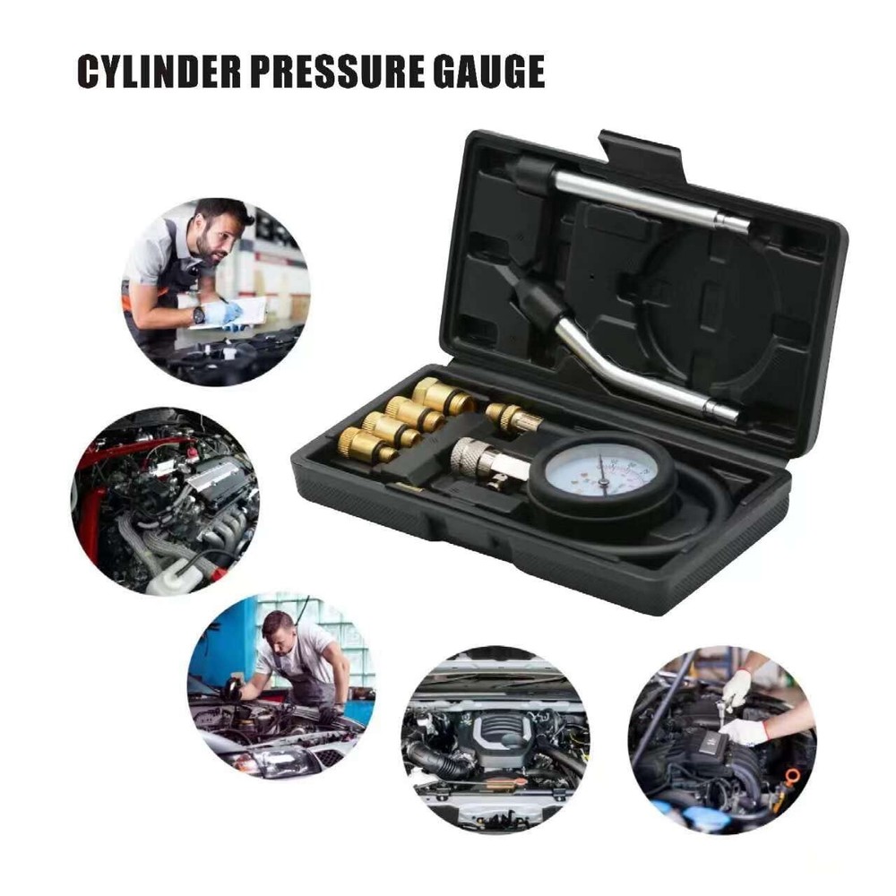 Compression Tester Kit - Professional Tool for Gasoline Engine Cylinder Pressure