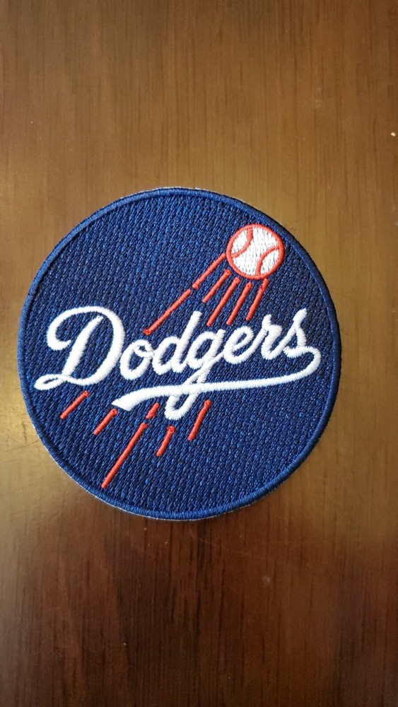 LA Dodgers Round Style Patch. Embroidered. Iron On Backing. 3"x3"