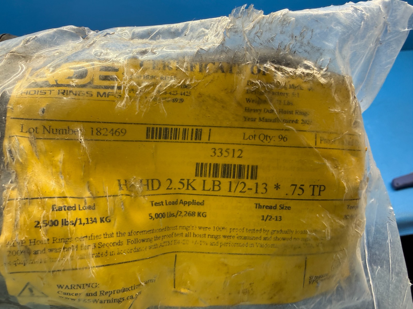 Vestil FTDC-6-4400 4,400lbs Capacity Forklift Yellow Tie-Down Clamps