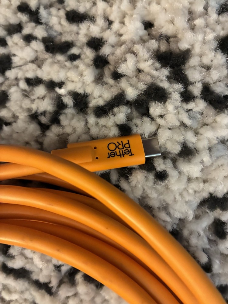 TetherPro 15' USB-C to 3.0 Micro-B Right Angle Cable, High-visibility Orange