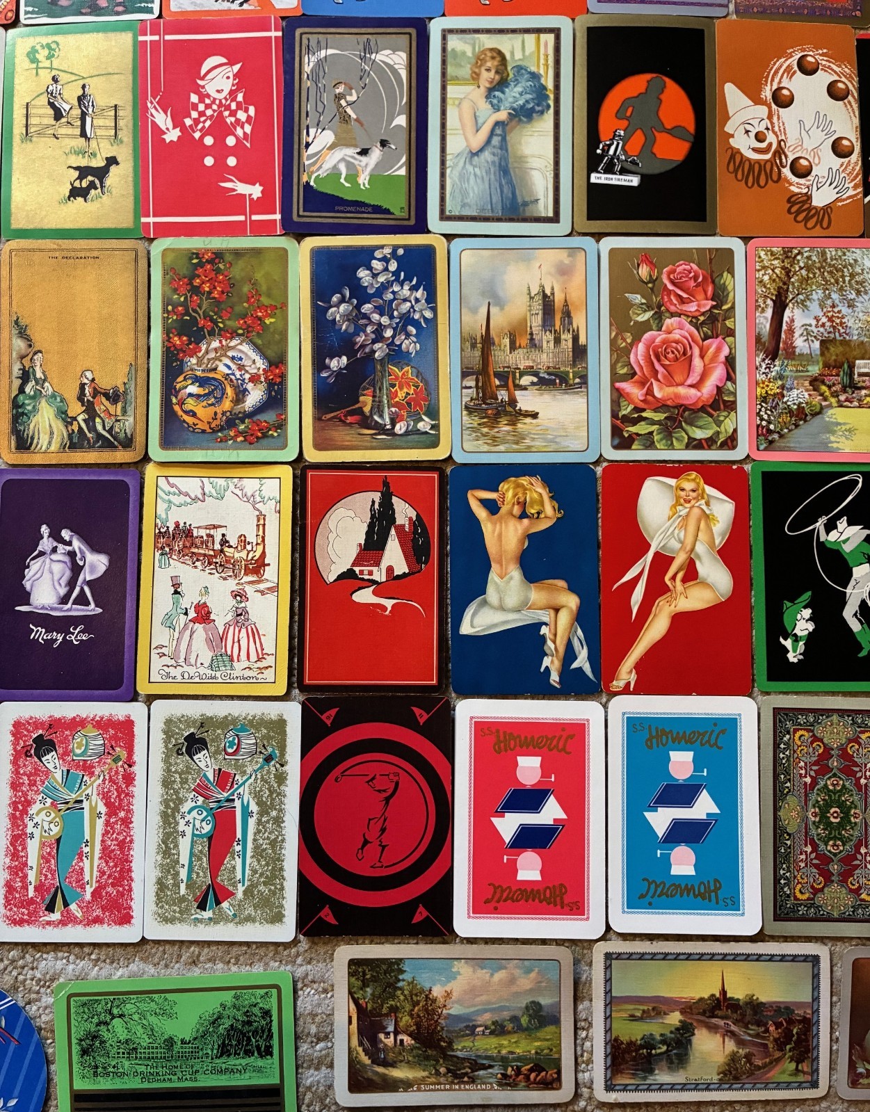 Lot~94 Vintage Single Swap Playing Cards~Art Deco~Women~Victorian~Flapper~Dogs+