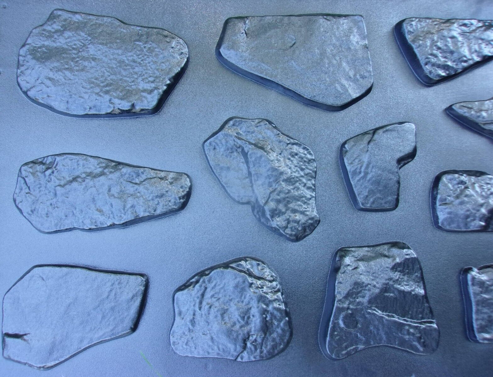 Rock facing molds wall stone veneer plastic concrete moulds 6"-13" set 12 asst.