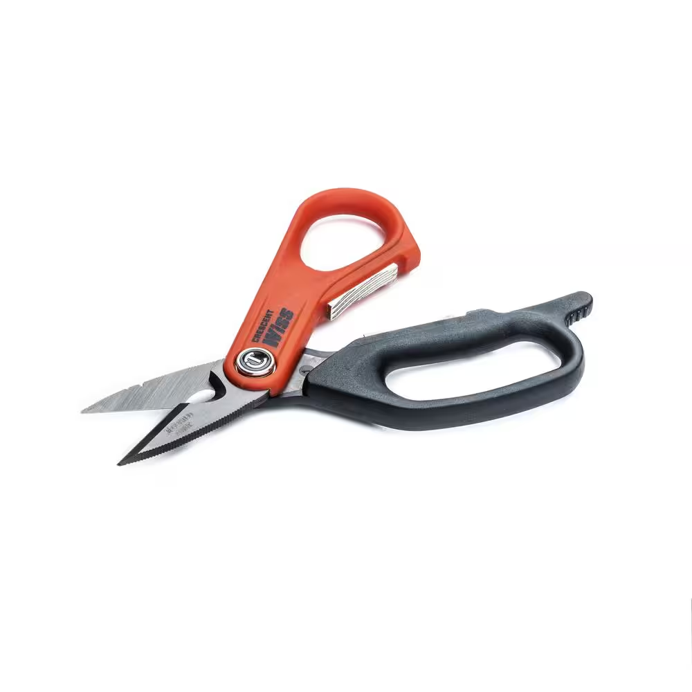 Wiss Electrical Scissors 5 in. Serrated Bottom Blade Grips