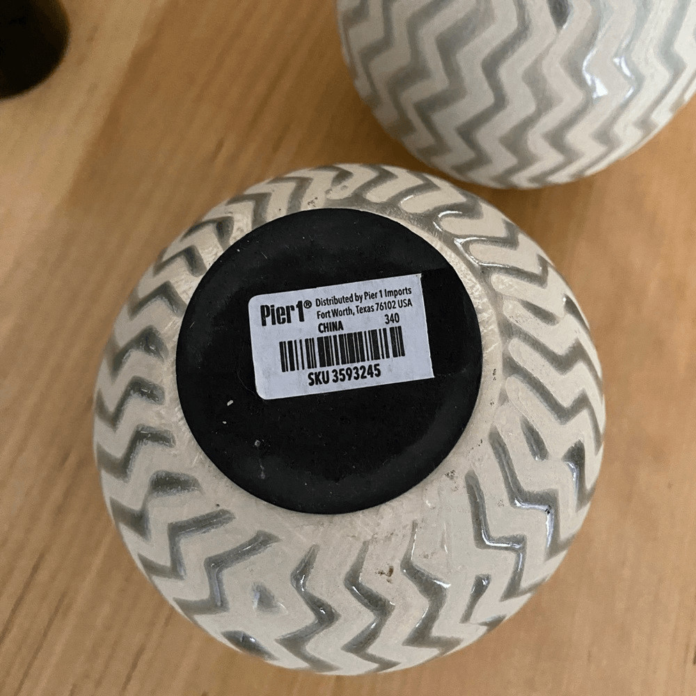 Pier 1 Ceramic Cylinder Ball Decor
