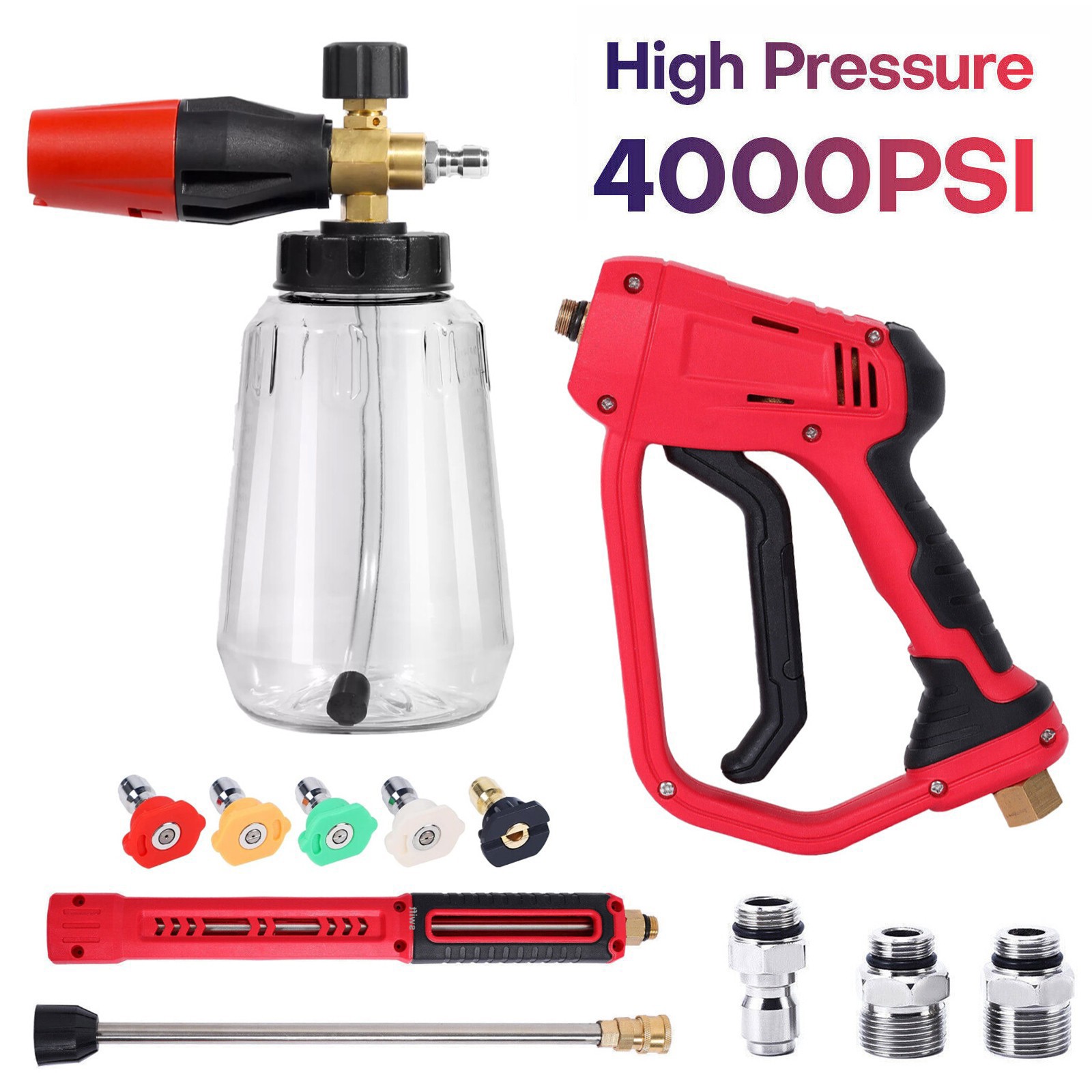 Pressure Washer Gun Car Wash Soap Lance Cannon Spray Jet Bottle Snow Foam Kit