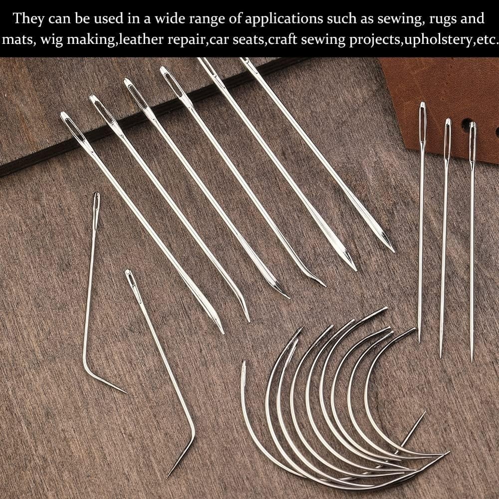 Versatile 20-Pcs Needle Collection: Curved, Sack, & Hand for All Sewing Needs