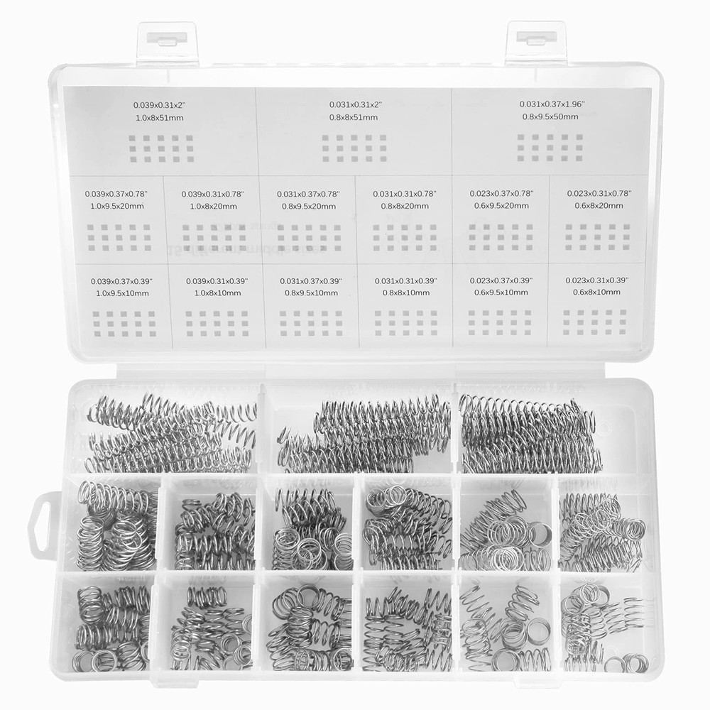 225Pcs Small Compression Spring Assortment, 15 Different Sizes, Wire Diameter...