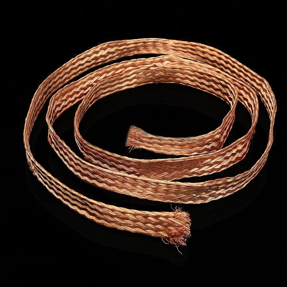 US Stock 3.3ft 30mm Flat Copper Braid Cable Bare Copper Braid Wire Ground Lead