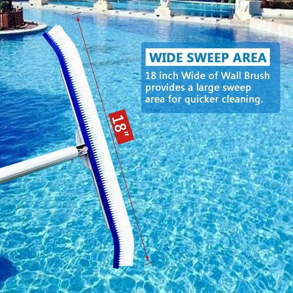 18" Plastic Brush for Swimming Pool Wall Floor Algae Head Heavy Duty Clean Tool