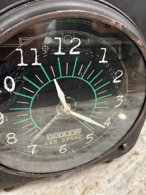 Airspeed Indicator Clock Faux Indicator Rustic Battery Operated