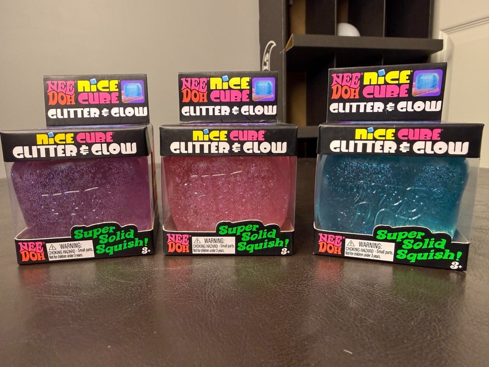 Authentic Viral NeeDoh Nice Cube Glitter & Glow Super Solid Squish Sold Out!!