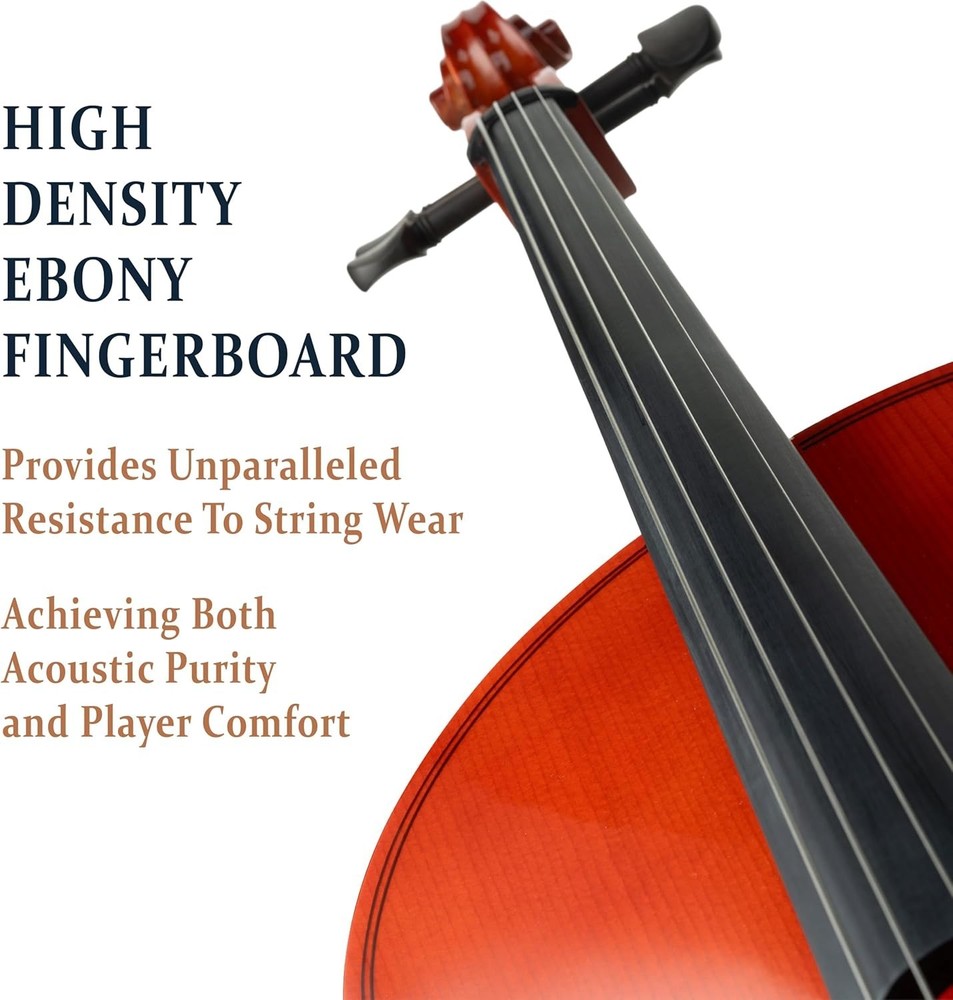 Elegant 4/4 Full Size Beginner Cello Set with Accessories - Effortless Learning