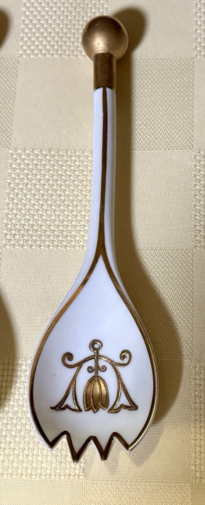 Rare Noritake #175 Christmas Tree Salad Serving Fork & Spoon Set EUC 7 1/4”