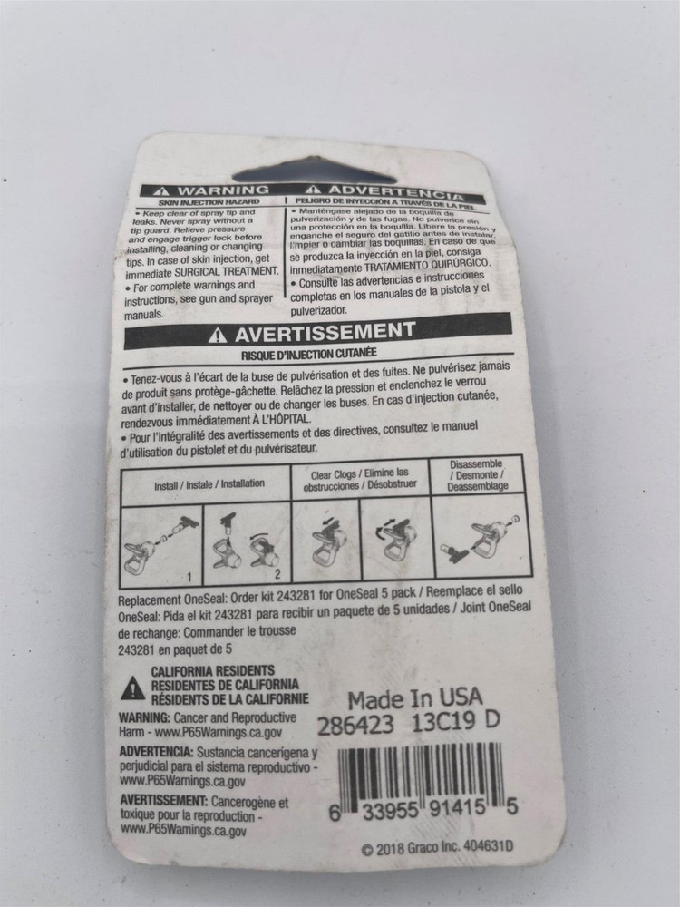 New, Graco 286423, Rac 5 SwitchTip, reversible spray tip