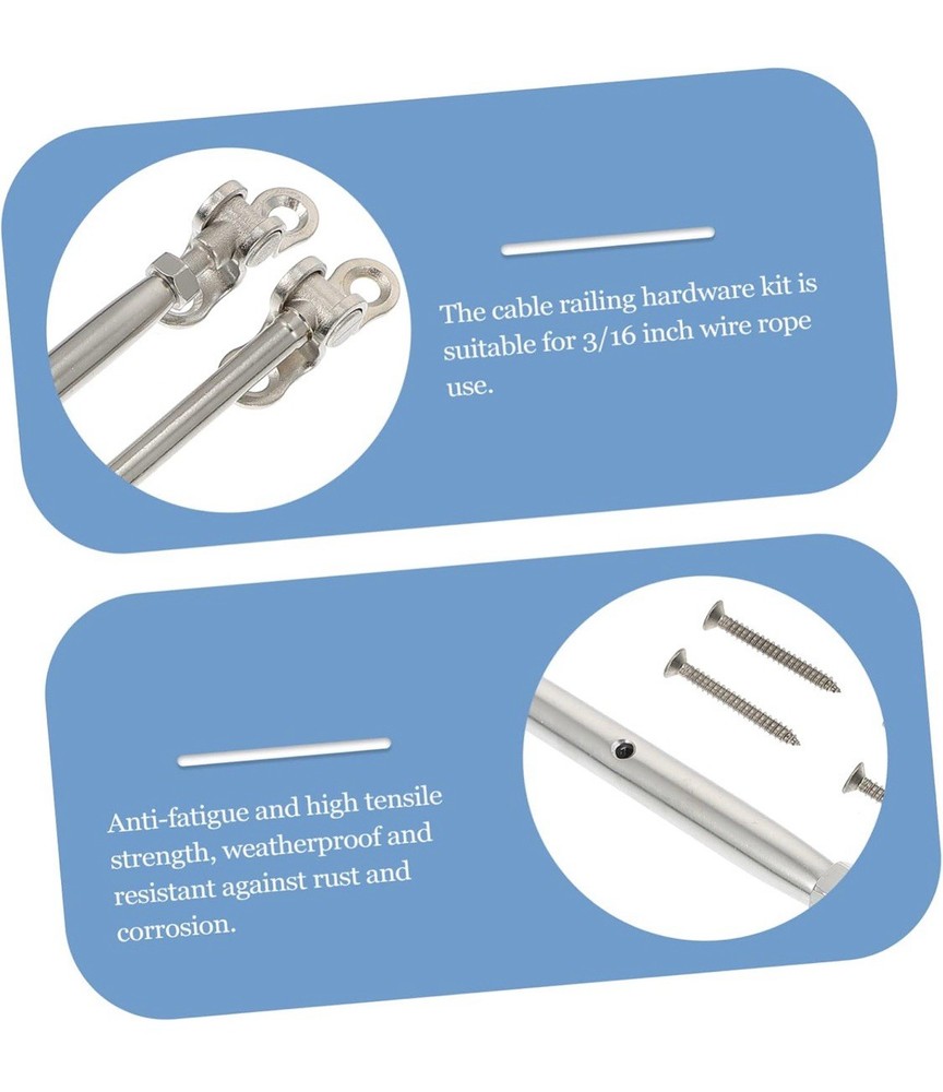 (5 Sets) 1/8" Cable Railing Kit Swage Toggle Turnbuckle Hardware Adjustable T316