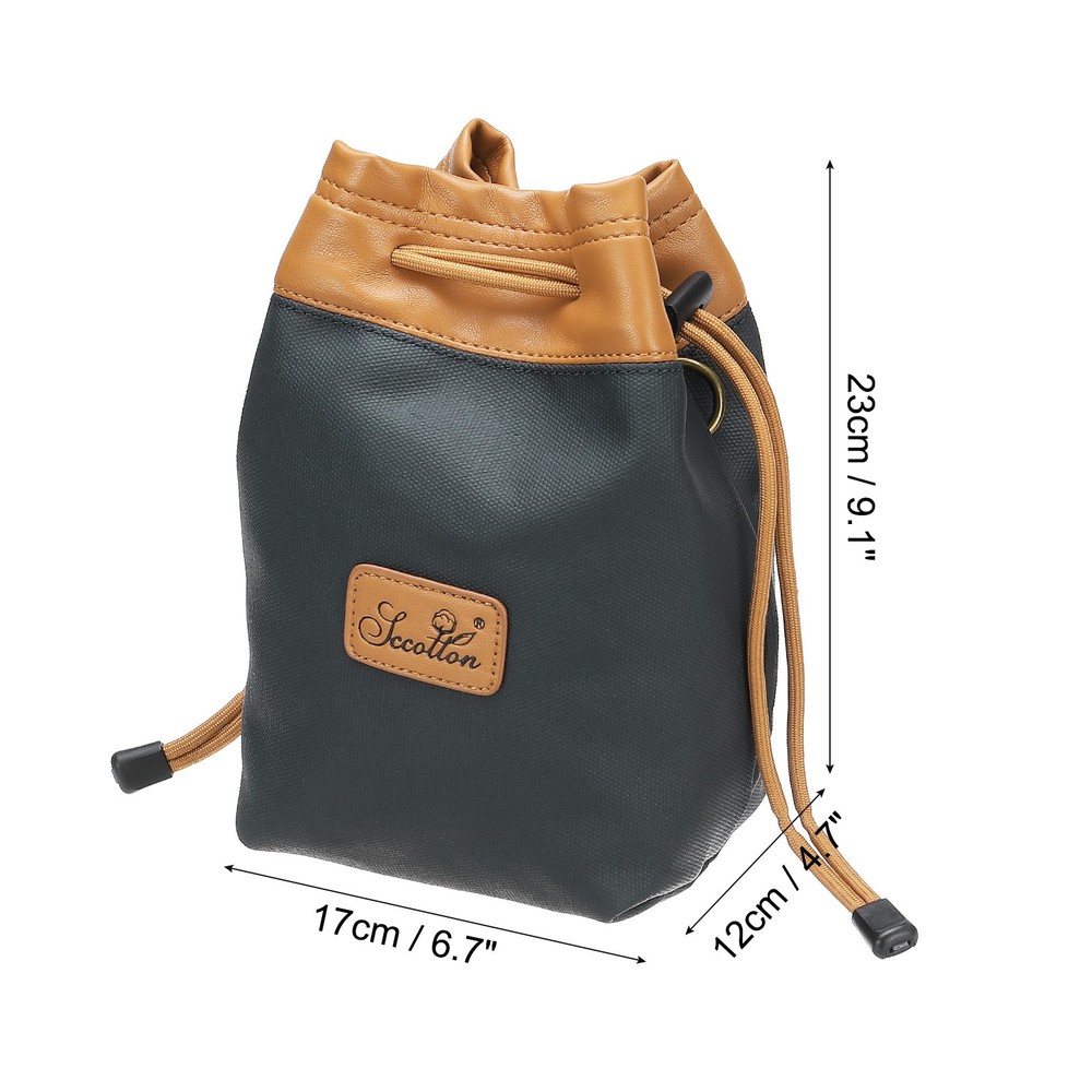 Soft Camera Bag, L Size Camera Drawstring Shoulder Bag with Hand Strap, Blue