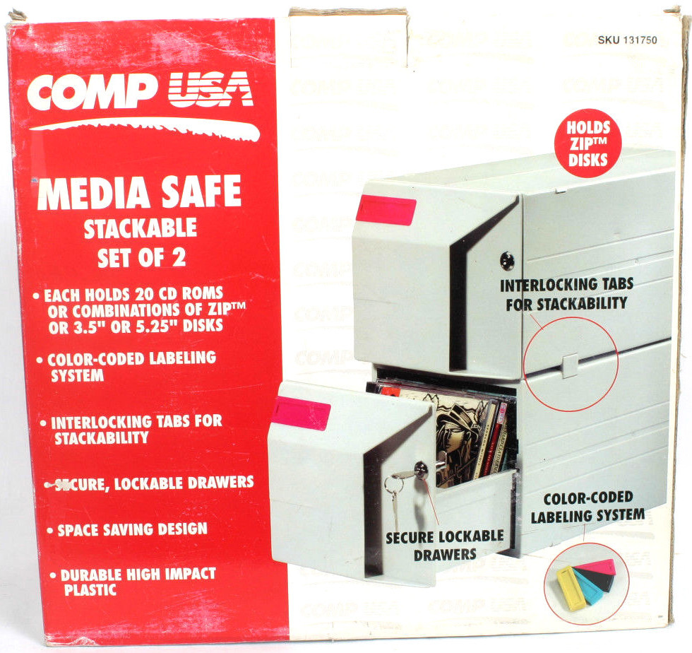 CompUSA CD/DVD/3.5"/5.25" Media 2 Locking Stackable Drawers
