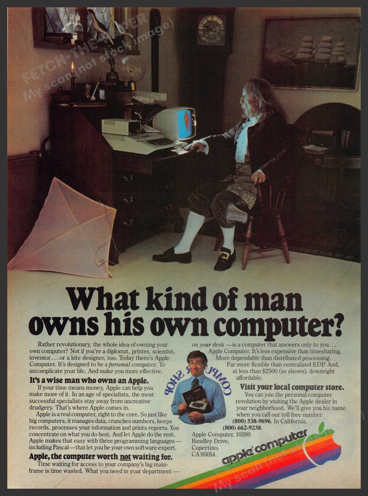 Apple Computer 1970s Print Advertisement 1979 Benjamin Franklin