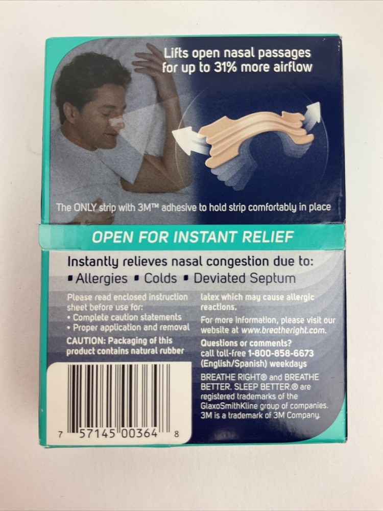 Breathe Right Menthol Nasal Strips 28 Small Medium Strips