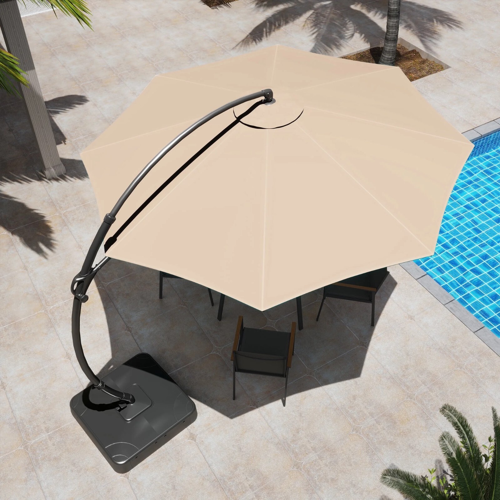 LAUSAINT HOME 12FT Sunbrella Patio Cantilever Umbrella with Base, 360°