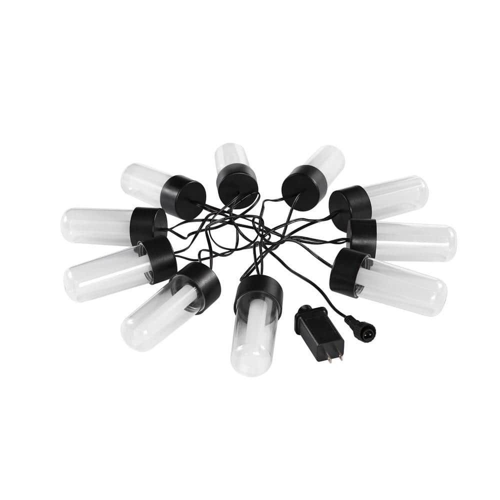 Hampton Bay 10-Light 12 ft. Black Outdoor Plug-In Integrated LED String-Light