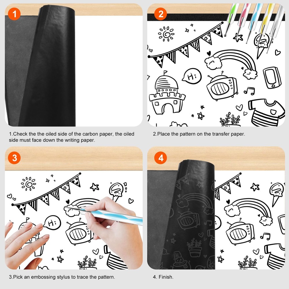 200 Sheets Carbon Paper Black Graphite Transfer Tracing and