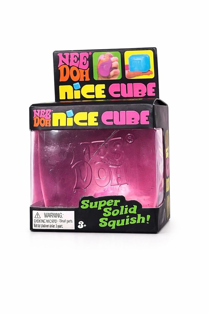 Nee Doh Nice Cube Super Solid Squish Pink Squeezable Toy for Ages 3+