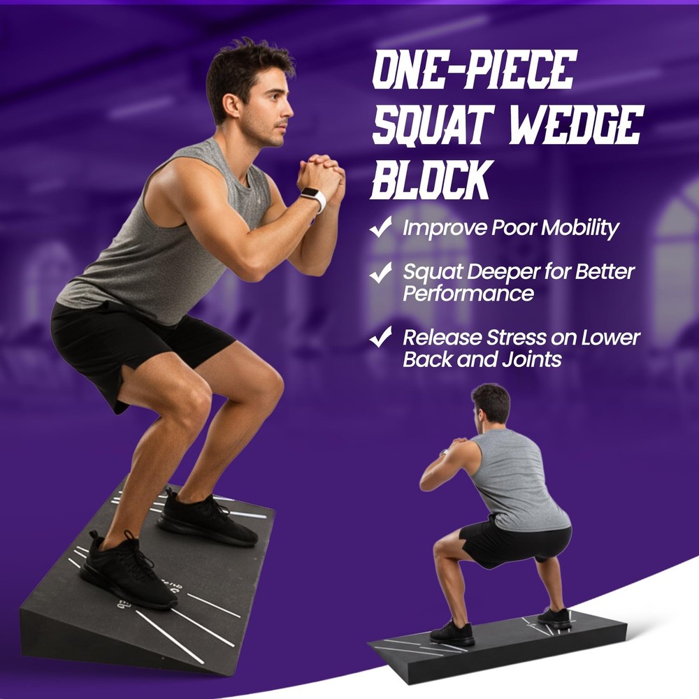 Squat Wedge Block - Adjustable Angle Ramp Blocks for Heel Elevated Squatting ...